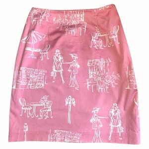 Talbots White and Pink French Cafe Mini Skirt
